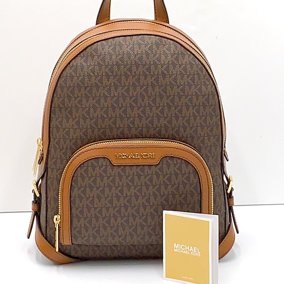 MICHAEL KORS JAYCEE MEDIUM BACKPACK BROWN SIGNATURE COLOR NWT - Picture 2 of 16